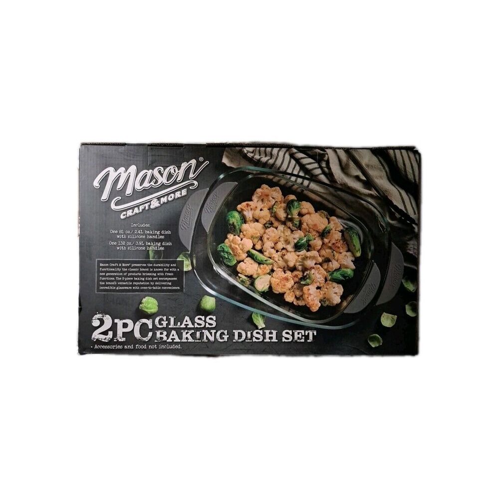 BRAND NEW Mason Craft & More 2pc Glass Baking Dish 3.9L & 2.4L